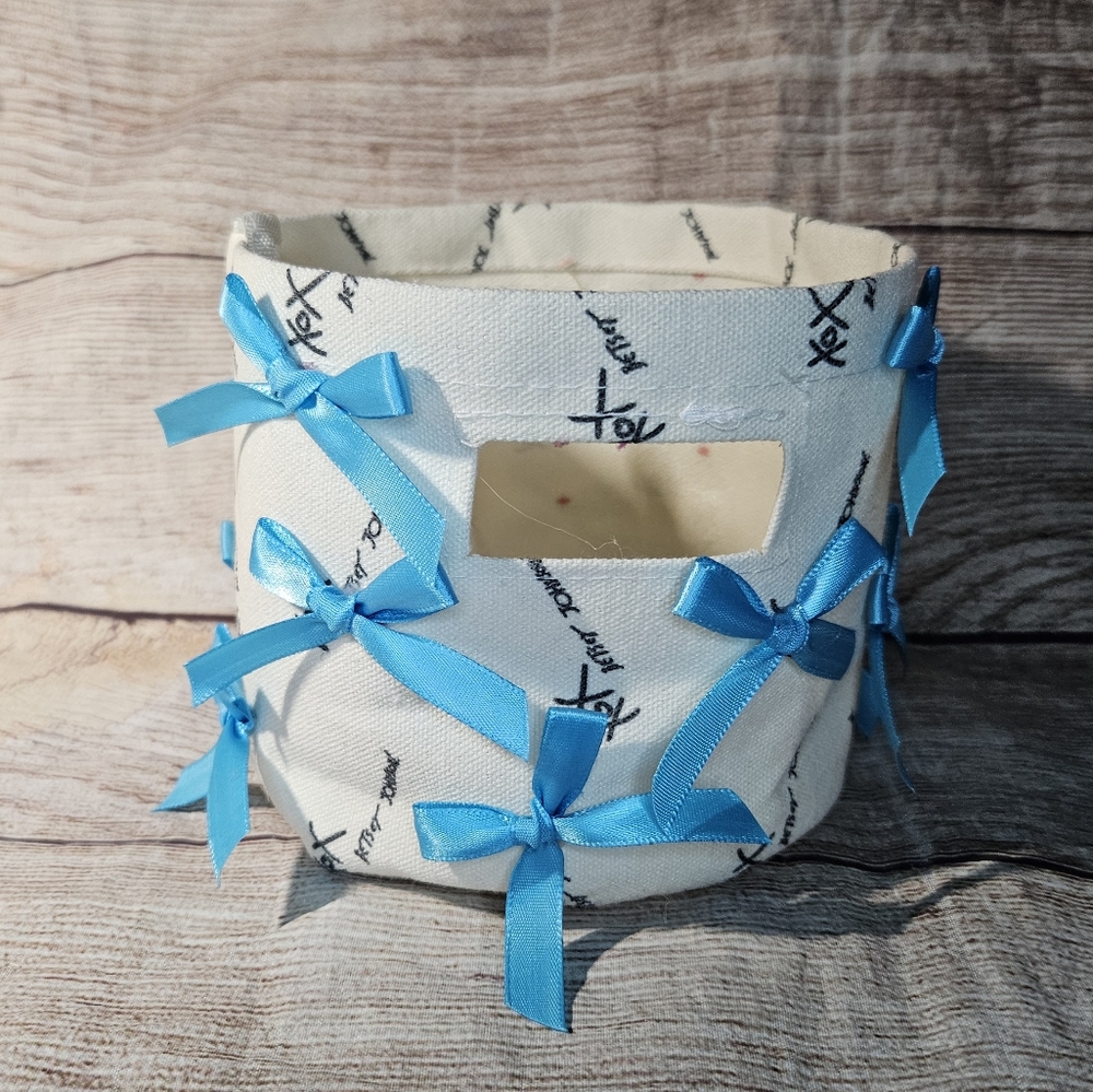 Betsey Johnson Blue Bowtie Small Storage Basket